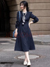 德瑪納【美拉德穿搭】春秋學(xué)院風(fēng)通勤圓領(lǐng)撞色嵌條褶裥收腰中長(cháng)連衣裙 曬單實(shí)拍圖