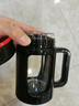 華明富光玻璃杯商務(wù)防爆大容量手柄辦公室泡茶水杯防摔泡茶杯 防摔黑【帶把手】+茶漏 420ml 曬單實(shí)拍圖