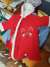 童泰（TONGTAI）嬰兒連體衣秋冬季男女寶寶紅色過(guò)年喜慶衣服兒童拜年服新年裝 大紅 【側開(kāi)連帽連體衣】 90cm 曬單實(shí)拍圖