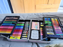 得力（deli）123件火車(chē)繪畫(huà)套裝彩色鉛筆水彩筆水粉大禮包兒童生日女孩畫(huà)畫(huà)禮盒小禮物生日手提箱元旦禮物 曬單實(shí)拍圖