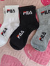 FilaFL高品質(zhì)100純棉襪子ins運動(dòng)百搭情侶透氣吸汗防臭男女短襪 中筒3雙黑白灰 曬單實(shí)拍圖