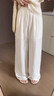 棠暖白色闊腿褲女2026新款夏季薄款亞麻垂墜感老錢(qián)風(fēng)梧桐彎刀山本褲子 白色常規款 （推薦身高155-165CM） L 建議（120-135斤）選 曬單實(shí)拍圖