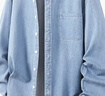 名創(chuàng  )優(yōu)品（MINISO）牛仔襯衫男款秋季純棉襯衣深藍丹寧風(fēng)水洗長(cháng)袖工裝外套 淺藍 XL 曬單實(shí)拍圖