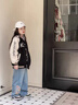 卡瓦拉童裝女童褲子中大兒童牛仔褲春秋長褲中國風(fēng)小女孩寶寶闊腿休閑褲 HD652 130（建議身高125CM左右） 曬單實(shí)拍圖