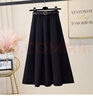 菲尼東爵半身裙秋冬女a(chǎn)字冬裙中長(cháng)款百褶裙2025新款赫本風(fēng)級感毛呢長(cháng)裙 黑色+腰帶 M _95到110斤 曬單實(shí)拍圖