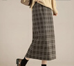 TERRE BLEUE高腰半身裙女顯瘦中長(cháng)裙2025秋冬季新款百搭氣質(zhì)復古格子毛呢裙女 曬單實(shí)拍圖