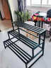 瑤穎層架置物架陽(yáng)臺花架多層階梯式防銹鐵藝花盆架YZ23黑色三層100cm 曬單實(shí)拍圖