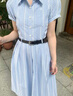 妙奕嘉連衣裙女士裙子女夏季2026年新款夏天新品高檔長(cháng)裙小個(gè)子顯瘦女裙 藍色格紋襯衫連衣裙【配腰帶】 L 【建議100-118斤】 曬單實(shí)拍圖