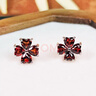 嶼琦新中式仿耳環(huán)女復古氣質(zhì)石榴石心形四葉草耳釘酒紅色好運女 石榴石【四葉草耳釘】 曬單實(shí)拍圖