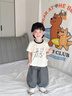 班喜迪男童套裝夏裝2026新款時(shí)髦洋氣寶寶短袖T恤兒童褲子夏季衣服童裝 米色 100 曬單實(shí)拍圖
