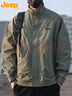 JEEP吉普外套男士夾克春秋季立領(lǐng)行政休閑寬松沖鋒上衣男裝 綠色 L 曬單實(shí)拍圖