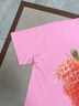 BJHG不計后果 美式斜肩短袖T恤女款夏季潮牌珍珠草莓印花百搭針織上衣 櫻花粉#scln# L 曬單實(shí)拍圖