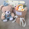赟婭毛絨小熊玩偶花束兒童抱睡娃娃公仔送女孩子生日禮物玩具精致禮袋 圍巾小熊+生日帽+花束+禮袋 曬單實(shí)拍圖