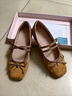 他她TATA女鞋25秋淺口單鞋蝴蝶結瑪麗珍芭蕾羊皮鞋子YRT03CQ5橙/棕 36 曬單實(shí)拍圖