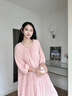 雅鹿睡裙女春秋款純棉雙層紗布七分袖超長(cháng)裙睡衣寬松度假風(fēng)家居服 64957紗粉 L 160-165CM，體重100-120斤 曬單實(shí)拍圖