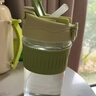 卡羅特玻璃杯女咖啡杯高硼硅耐高溫水杯高顏值吸管杯子便攜 清新綠500ml 曬單實(shí)拍圖