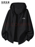 馬克華菲重磅開(kāi)衫衛衣男春秋黑色休閑帽衫寬松百搭拉鏈連帽外套 黑 XL 曬單實(shí)拍圖