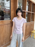 森馬（Semir）短袖t恤女26夏季短款圓領(lǐng)打底衫正肩收腰顯瘦V領(lǐng)內搭109326100003 曬單實(shí)拍圖