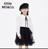 little MO&Co.童裝春秋裝女童翻領(lǐng)娃娃領(lǐng)學(xué)院純棉長(cháng)袖襯衫兒童襯衣 本白色 130 130/64 曬單實(shí)拍圖