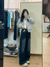 衣然呈品美式高街復古牛仔褲女春秋新款胖mm洋氣高級感氣質(zhì)辣妹微喇褲子女 藍灰色 M 【建議105-120斤】 曬單實(shí)拍圖