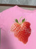 BJHG不計后果 美式斜肩短袖T恤女款夏季潮牌珍珠草莓印花百搭針織上衣 櫻花粉#scln# L 曬單實(shí)拍圖