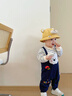 班喜迪嬰兒衣服春裝嬰幼兒連體衣男寶寶外出服春秋超萌假兩件背帶褲爬服 藍色 90cm 曬單實(shí)拍圖