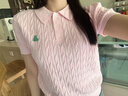 Teenie Weenie小熊女裝毛針織衫26夏季新款學(xué)院風(fēng)絞花POLO短袖毛衣 淺粉色 S 曬單實(shí)拍圖