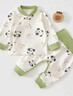 貝瑞加（Babyprints）嬰兒家居服套裝男女寶寶純棉秋衣秋褲護肚內衣柔軟上衣褲子 綠80 曬單實(shí)拍圖