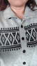 金菊綿羊毛100%毛衣2025秋冬新款幾何提花針織衫開(kāi)衫復古潮流羊毛衫女 曬單實(shí)拍圖