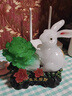 招財玉兔擺件白菜百財生肖兔子可愛(ài)兔年吉祥物客廳辦公室桌面飾品 小號仿玉玉兔招財（高20厘米） 曬單實(shí)拍圖
