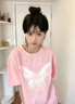 一寸相思粉色純棉短袖夏季t恤女2026新款歐貨寬松半袖體恤顯瘦夏季上衣潮 粉色-流蘇蝴蝶. L 推薦110-125斤 曬單實(shí)拍圖
