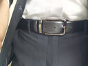 老車(chē)輪男士皮帶不帶頭菲拉萬(wàn)寶高檔正宗頭層牛皮打孔針扣無(wú)頭真皮男腰帶 3.4CM_打孔款/黑+咖_十字紋 105cm 曬單實(shí)拍圖