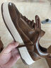EaerGce品牌輕奢男鞋春季板鞋2026新款真皮厚底舒適鞋子男士休閑皮鞋百搭 紅棕 39 曬單實(shí)拍圖