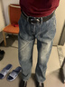 :CHOCOOLATEit美式復古牛仔褲男秋季新款直筒寬松闊腿長(cháng)褲子 藍色 XL 曬單實(shí)拍圖