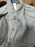 Fabrique 水洗淺藍純棉配腰帶翻領(lǐng)短款牛仔風(fēng)衣2026春季新品 水洗淺藍 XS 曬單實(shí)拍圖