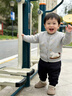 波步（BORBOON B）寶寶套裝2026新款男童春季分體三件套兒童早春毛衣嬰幼兒外出衣服 【三件套】6795灰 90 曬單實(shí)拍圖