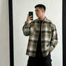 班尼路（Baleno）潮牌復古格子長(cháng)袖襯衫男款春秋季新款美式寬松休閑百搭襯衣薄外套 曬單實(shí)拍圖