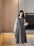 香影灰色小香風(fēng)收腰連衣裙女2026春裝新款重工釘珠假兩件長(cháng)袖裙子 中灰 L 165/88A/110-125斤 曬單實(shí)拍圖