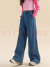 淘町女童牛仔褲春夏2026新款中大童垂感棉春夏簡(jiǎn)約直筒闊腿褲 曬單實(shí)拍圖