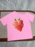 BJHG不計后果 美式斜肩短袖T恤女款夏季潮牌珍珠草莓印花百搭針織上衣 櫻花粉#scln# L 曬單實(shí)拍圖