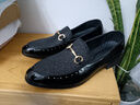 普步仕品牌休閑皮鞋2026年秋季新款防臭男鞋英倫尖頭懶人百搭增高豆豆鞋 黑色 44 曬單實(shí)拍圖