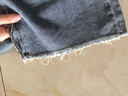 絲柏舍七分闊腿褲2026春裝新款女裝松緊高腰毛邊開(kāi)叉牛仔褲 曬單實(shí)拍圖