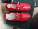 啄木鳥(niǎo)真皮軟底牛筋皮鞋媽媽鞋中老年舒適不累腳廚房鞋女防滑平底工作鞋 紅色 37 曬單實(shí)拍圖