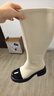 St&Sat/星期六小香風(fēng)黑白撞色瘦瘦靴冬高筒靴小個(gè)子長(cháng)靴SS24117959 米白色 39 245mm 曬單實(shí)拍圖
