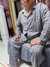 浪莎（LangSha）2025年新款男士睡衣長(cháng)袖春秋款純棉中老年加肥大碼家居服套裝 藍灰-1903款 2XL [建議145-165斤] 曬單實(shí)拍圖