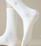 貓人女士襪子女【100%純棉】冬季白色中筒襪10A抑菌防臭無(wú)骨長(cháng)襪女5雙 曬單實(shí)拍圖