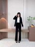 法貝莎品牌高端西裝套裝女春秋2026年新款面試穿搭服裝職業(yè)正裝西服外套 黑色外套+微喇叭九分褲 L 曬單實(shí)拍圖
