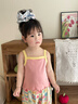 嘟嘟家女童背心夏季女孩撞色無(wú)袖T恤休閑花邊下擺女寶吊帶外穿甜美童裝 山茱萸粉 90 曬單實(shí)拍圖