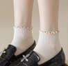 貓人5雙花邊襪子女短襪春夏季100%純棉10A抗菌防臭學(xué)生全棉月子中筒襪 曬單實(shí)拍圖