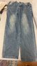 Homlean美式水洗牛仔褲男春夏高街痞帥寬松直筒闊腿長(cháng)褲子HS05復古藍2XL 曬單實(shí)拍圖